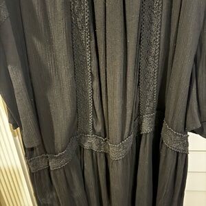 Terra & Sky Black Pleated Dress BOHO style